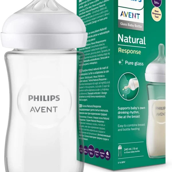 Philips Avent Biberon en verre à Réponse Naturelle - sans BPA pour les bébés de 1 mois et+ 240ml