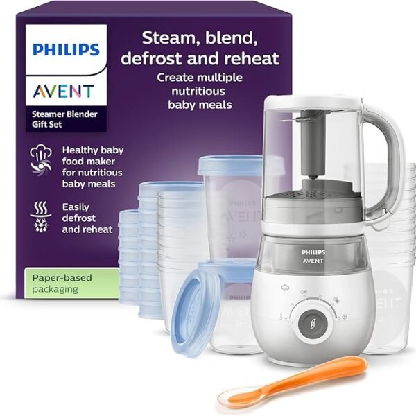 Philips Avent - Robot cuiseur vapeur-mixeur 4 en 1 avec 20x bocaux de conservation